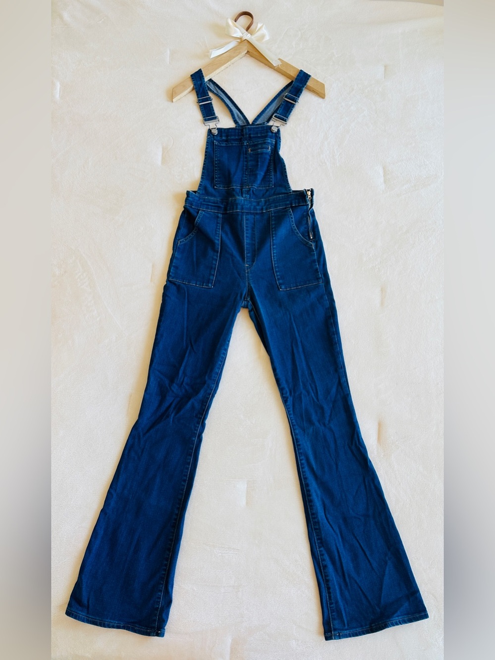 GAP Dark Blue Denim Flared Overalls | Size S | 70s-Inspired Style
